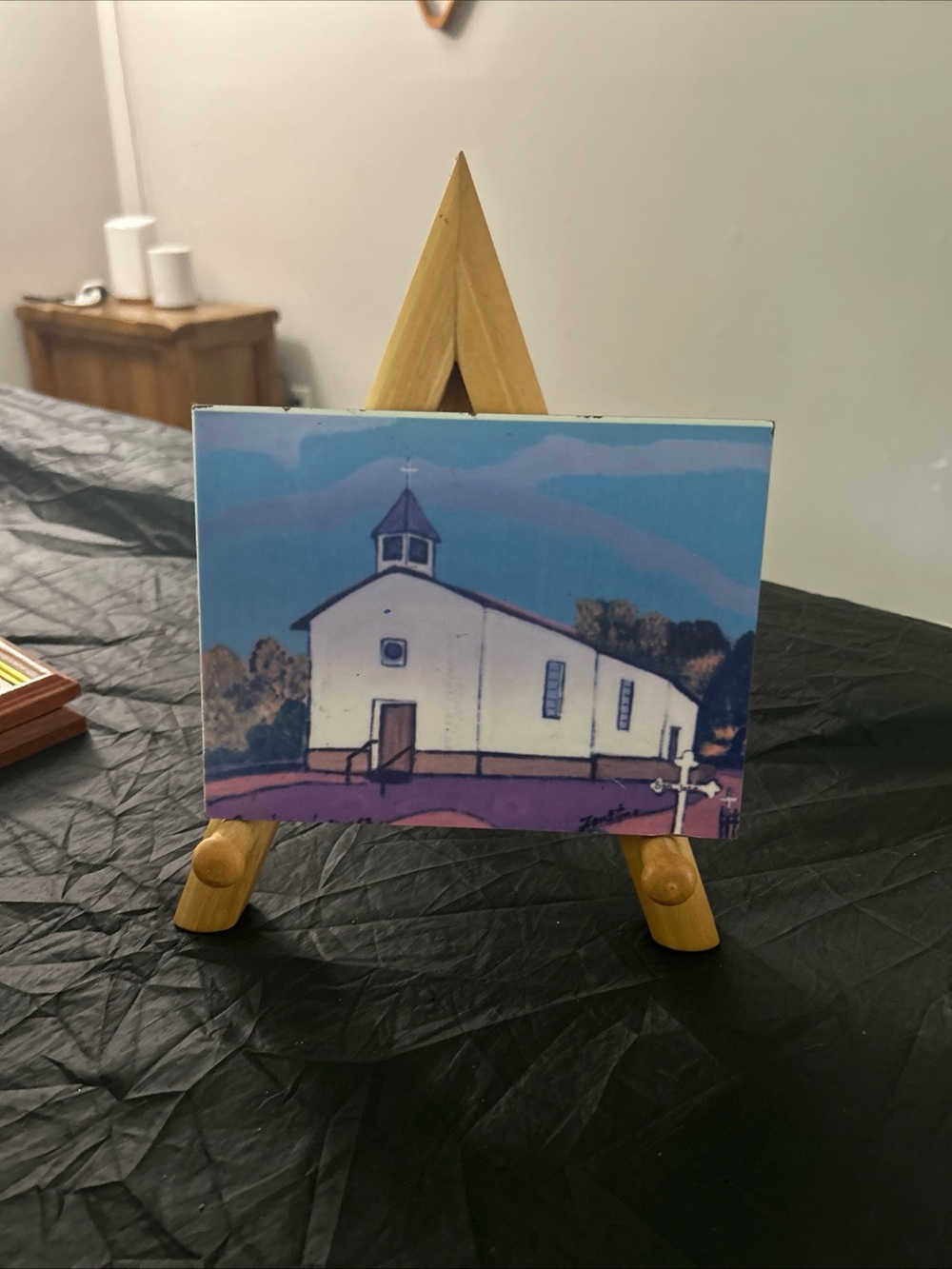 Unbranded Blue and Purple Church Art Print
